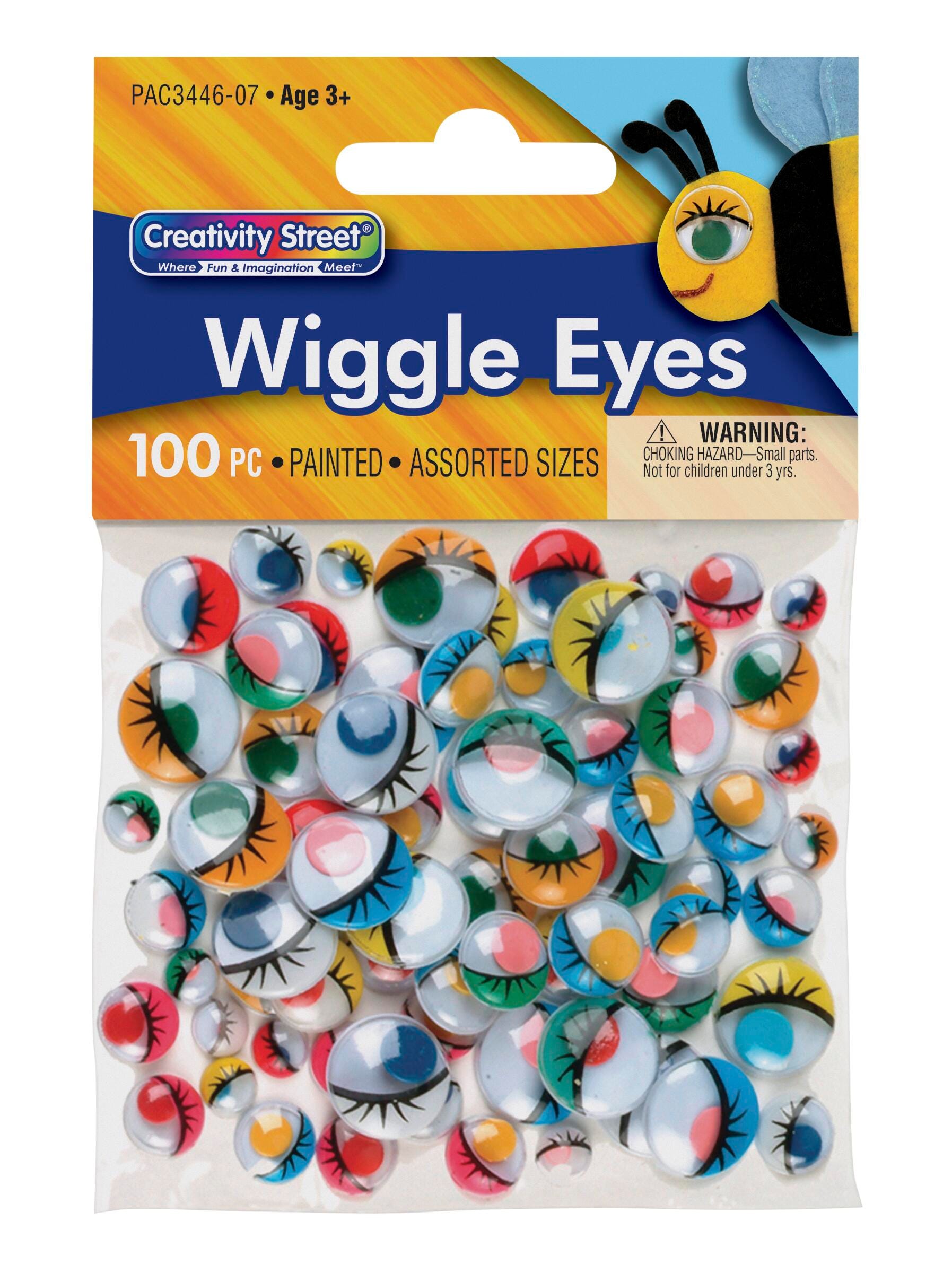 Creativity Street Flat Back Wiggle Eye with Painted Lids and Lashes, Assorted Color, Set of 100, Item Number 085866